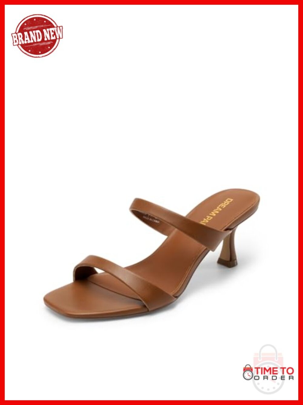Women's Kitten Heel Sandals Square Toe Slip On Dress Shoes
